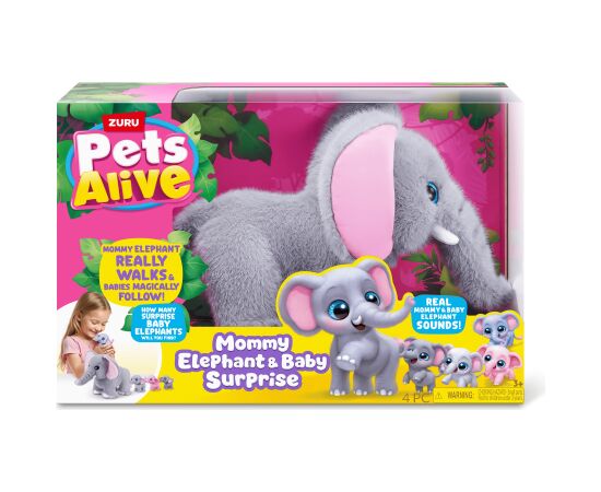 PETS ALIVE игровой набор Mama Elephant & Baby Surprise Новости - Детские товары