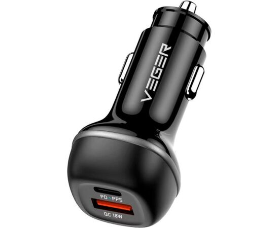 Veger   Car charger VEGER USB A + USB C QC PD 51W CC62-1A1C black Jaunumi - Audio-Video
