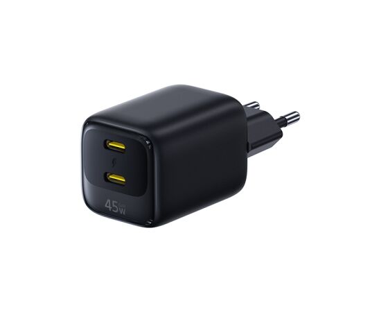 Baseus Sienas ātrlādētājs EnerFill FE22 45 W, 2xUSB-C, QC, PD, ar USB-C kabeli (1 m), melns Новинки смартфонов и телефонов