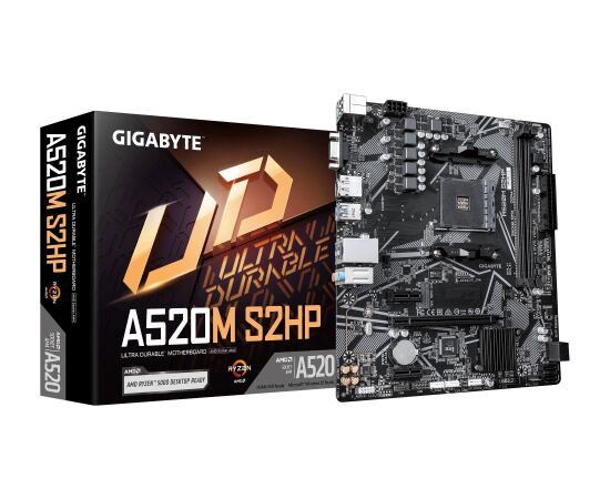 Mainboard GIGABYTE AMD A520 Socket AM4 micro ATX RAM DDR4-SDRAM 2xSlots 1xNumber of M.2 (M) slots A520MS2HP1.0 Mātes plates