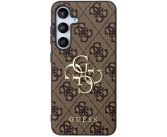Guess PU 4G Metal Logo Case Aizsargapvalks priekš Samsung Galaxy S24 / brūns Neoriģinālie Maciņi