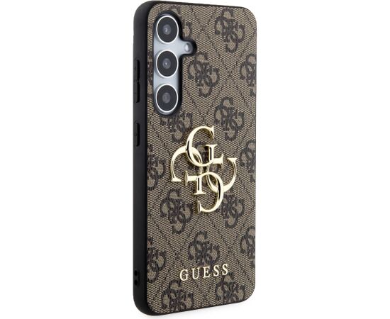 Guess PU 4G Metal Logo Case Aizsargapvalks priekš Samsung Galaxy S24 / brūns Neoriģinālie Maciņi