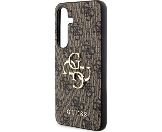 Guess PU 4G Metal Logo Case Aizsargapvalks priekš Samsung Galaxy S24 / brūns Neoriģinālie Maciņi