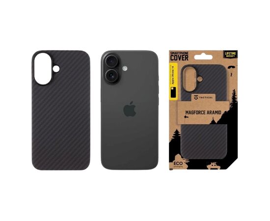 Tactical MagForce Aramid Cover Aizsargapvalks priekš Apple iPhone 16 / melns Neoriģinālie Maciņi
