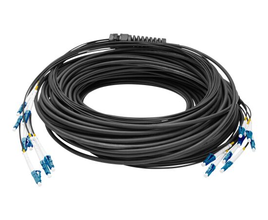 Digitus fiber optic universal breakout cable, duplex, LC/UPC connector, single mode OS2 (black, 75 meters, pre-assembled) Tīkla vadi