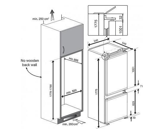 Beko BCHA275E2S iebūvējamais ledusskapis