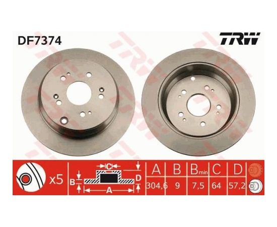 TRW Bremžu disks DF7374