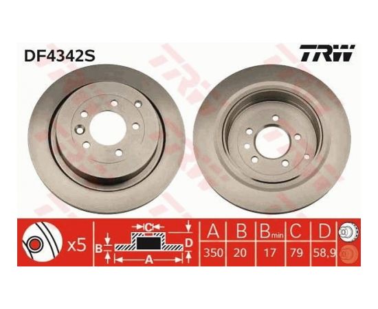 TRW Bremžu disks DF4342S