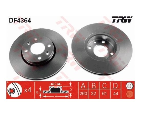 TRW Bremžu disks DF4364