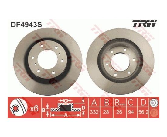 TRW Bremžu disks DF4943S