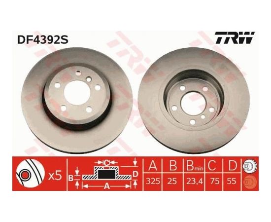 TRW Bremžu disks DF4392S