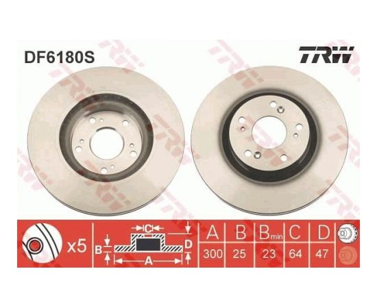 TRW Bremžu disks DF6180S