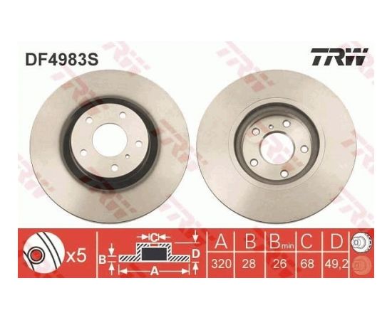 TRW Bremžu disks DF4983S
