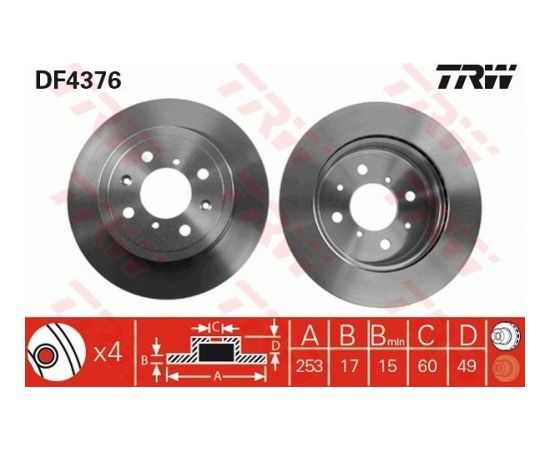 TRW Bremžu disks DF4376