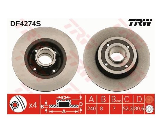 TRW Bremžu disks DF4274S