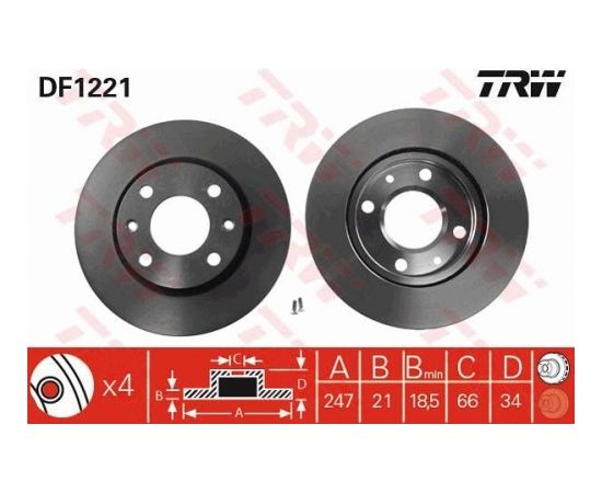 TRW Bremžu disks DF1221