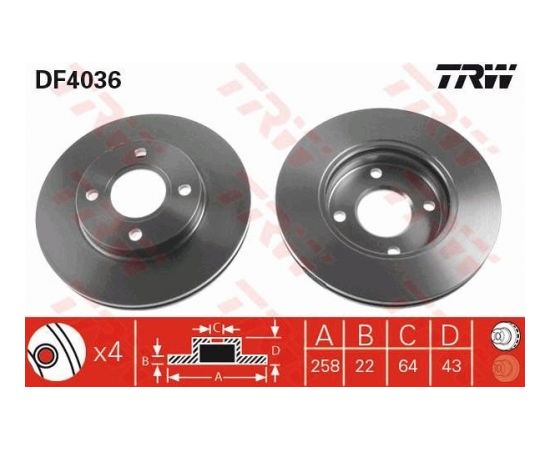 TRW Bremžu disks DF4036