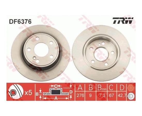 TRW Bremžu disks DF6376