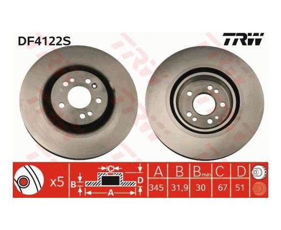 TRW Bremžu disks DF4222S