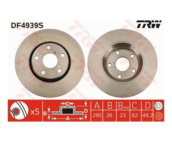 TRW Bremžu disks DF4939S