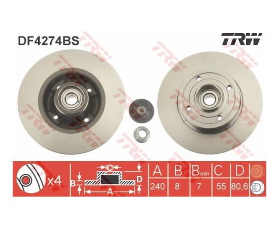 TRW Bremžu disks DF4274BS