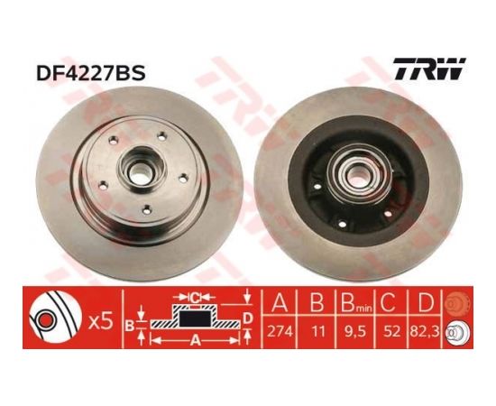 TRW Bremžu disks DF4227BS