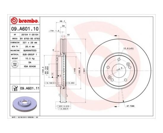 Brembo Bremžu disks 09.A601.10