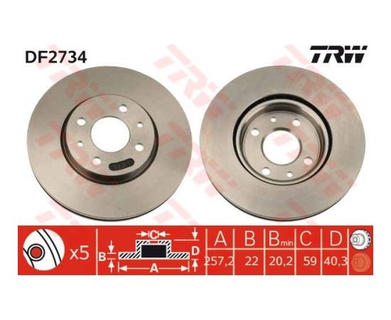 TRW Bremžu disks DF2734