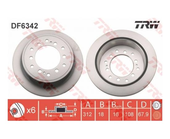 TRW Bremžu disks DF6342