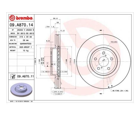 Brembo Bremžu disks 09.A870.14
