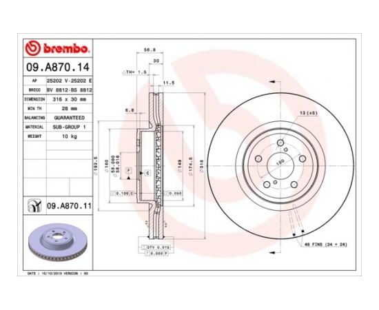 Brembo Bremžu disks 09.A870.14