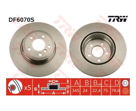 TRW Bremžu disks DF6070S