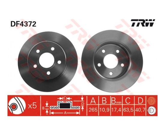 TRW Bremžu disks DF4372