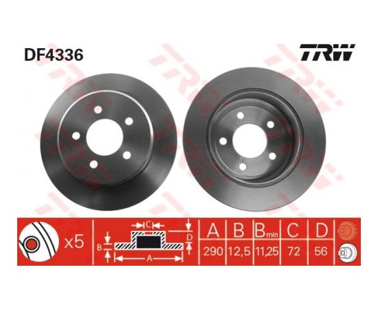 TRW Bremžu disks DF4336