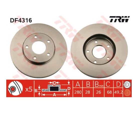 TRW Bremžu disks DF4316