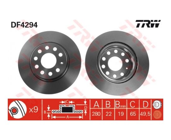 TRW Bremžu disks DF4294