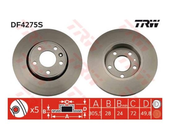 TRW Bremžu disks DF4275S