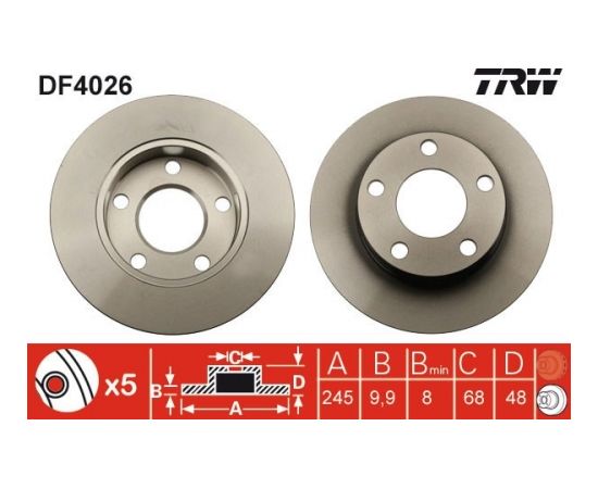 TRW Bremžu disks DF4026