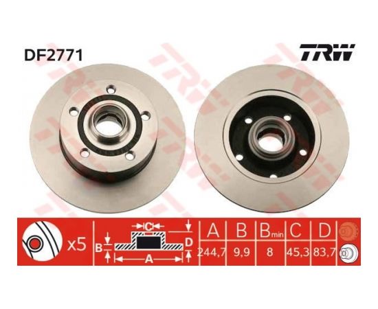 TRW Bremžu disks DF2771