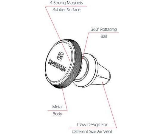 Swissten S-Grip AV-M9 Универсальный держатель для устройств Черный / Серебряный