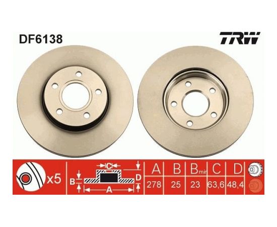 TRW Bremžu disks DF6138