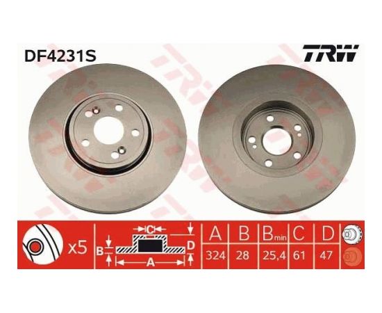 TRW Bremžu disks DF4231S