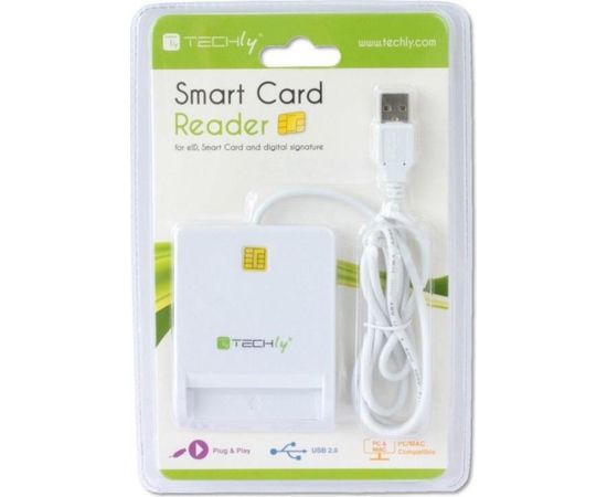 Techly Compact USB 2.0 Smart card reader, writer white