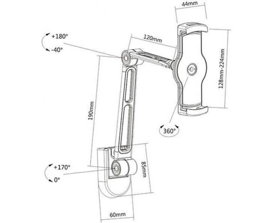 Techly Wall support arm for tablet and iPad 4.7''-12.9'' full-motion black