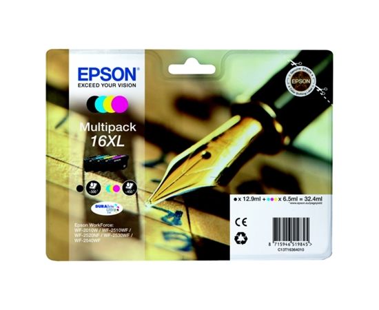 Epson 16XL Multipack Ink Cartridge, Black, cyan, magenta, yellow