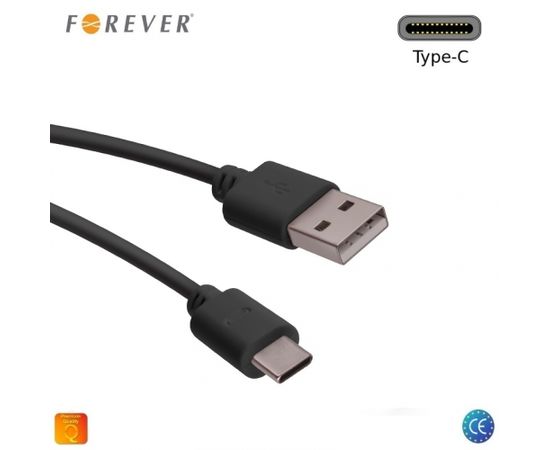 Forever Универсальный USB на Type-C 3.1 Qualcom Quick Charge 3.0 & Кабель 1m данных Черный