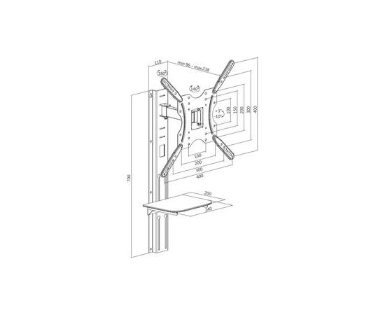 LOGILINK - TV Sienas stiprinājums , tilt -10°/+3°, swivel -70°/70°, 32-55'', max. 30 kg