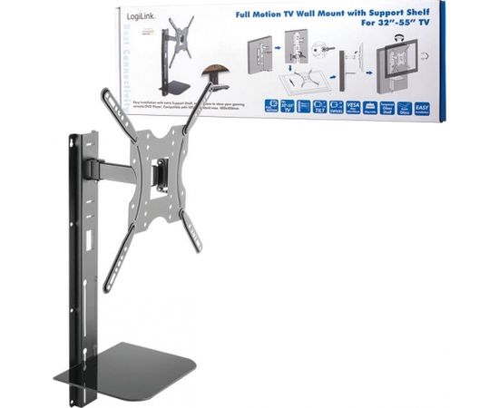 LOGILINK - TV Sienas stiprinājums , tilt -10°/+3°, swivel -70°/70°, 32-55'', max. 30 kg