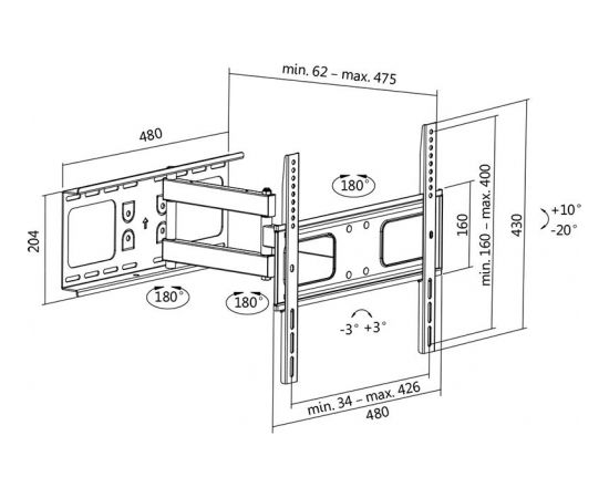 LOGILINK BP0015 TV Sienas stiprinājums  32-55''