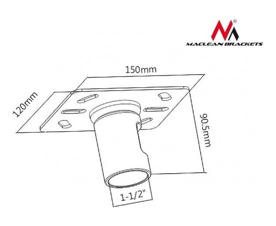 Maclean MC-706 Support With Plate Ceiling Mounting Bracket PROFI MARKET SYSTEM